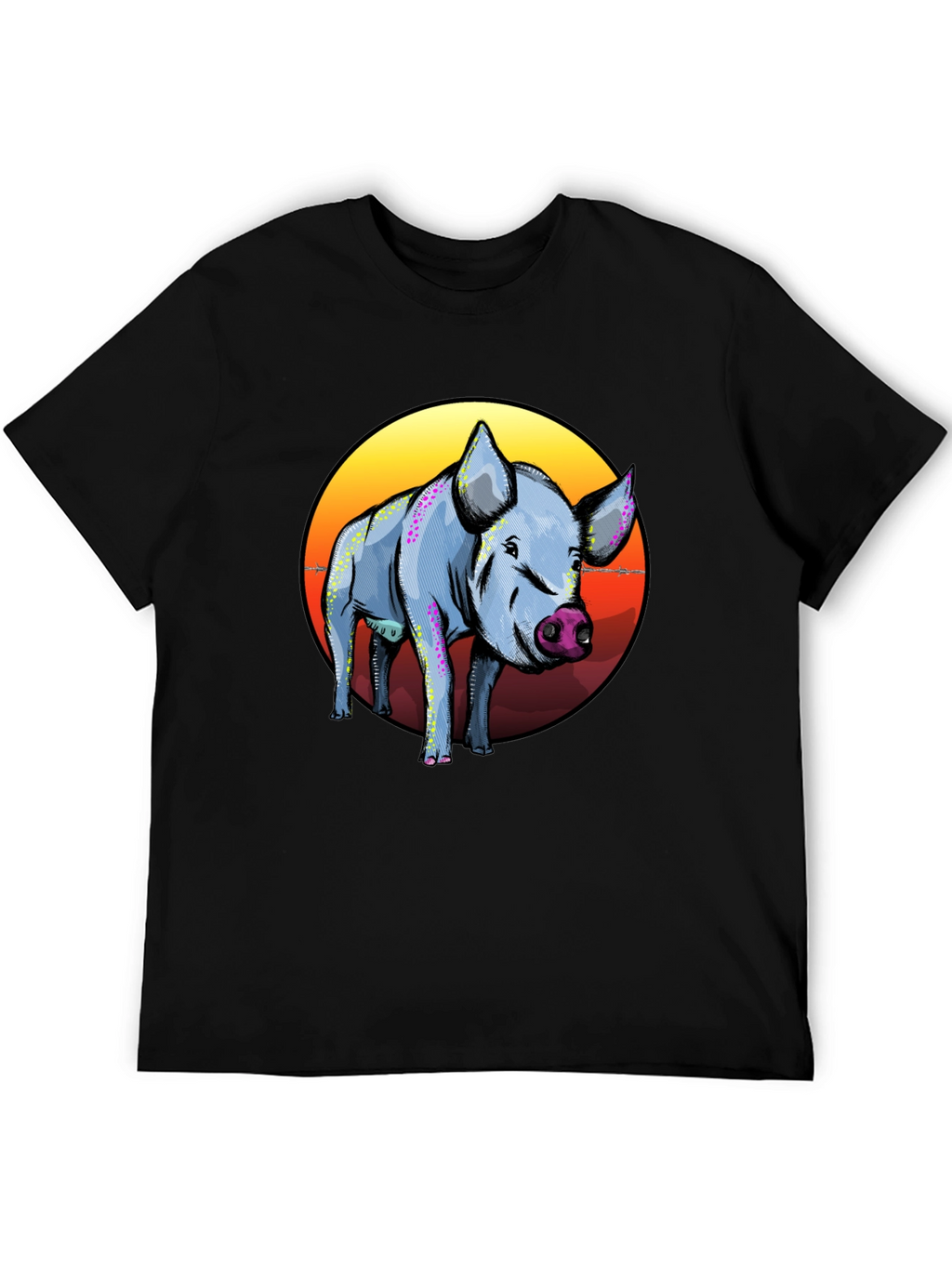 Pig Graphic Tee - Sunset Background