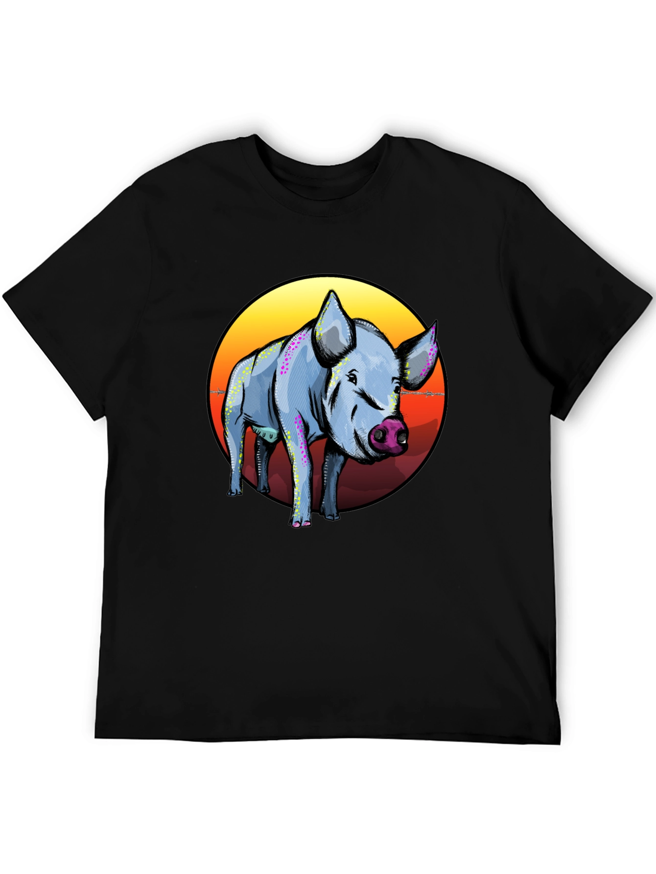 Pig Graphic Tee - Sunset Background