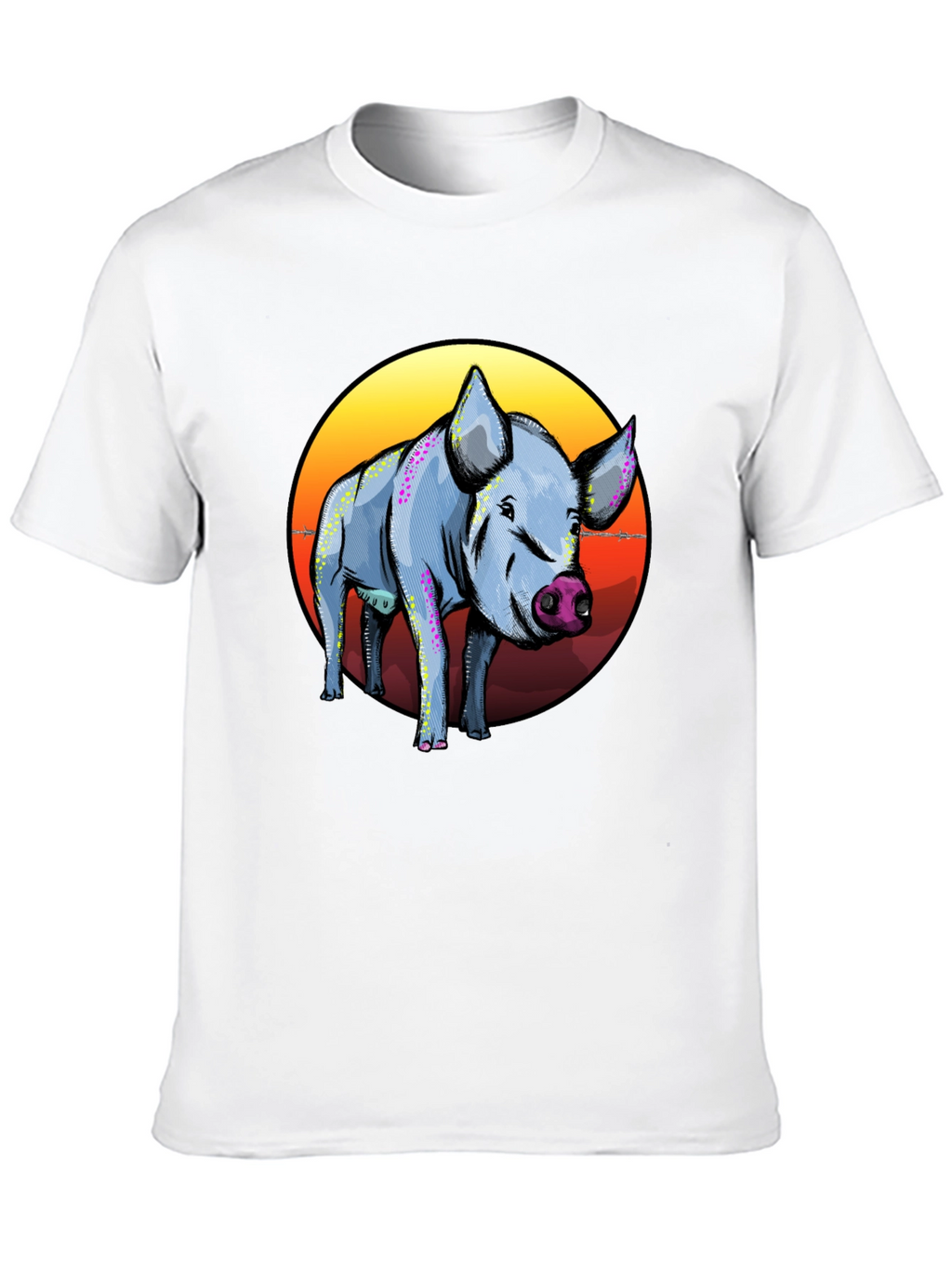 Pig Graphic Tee - Sunset Background