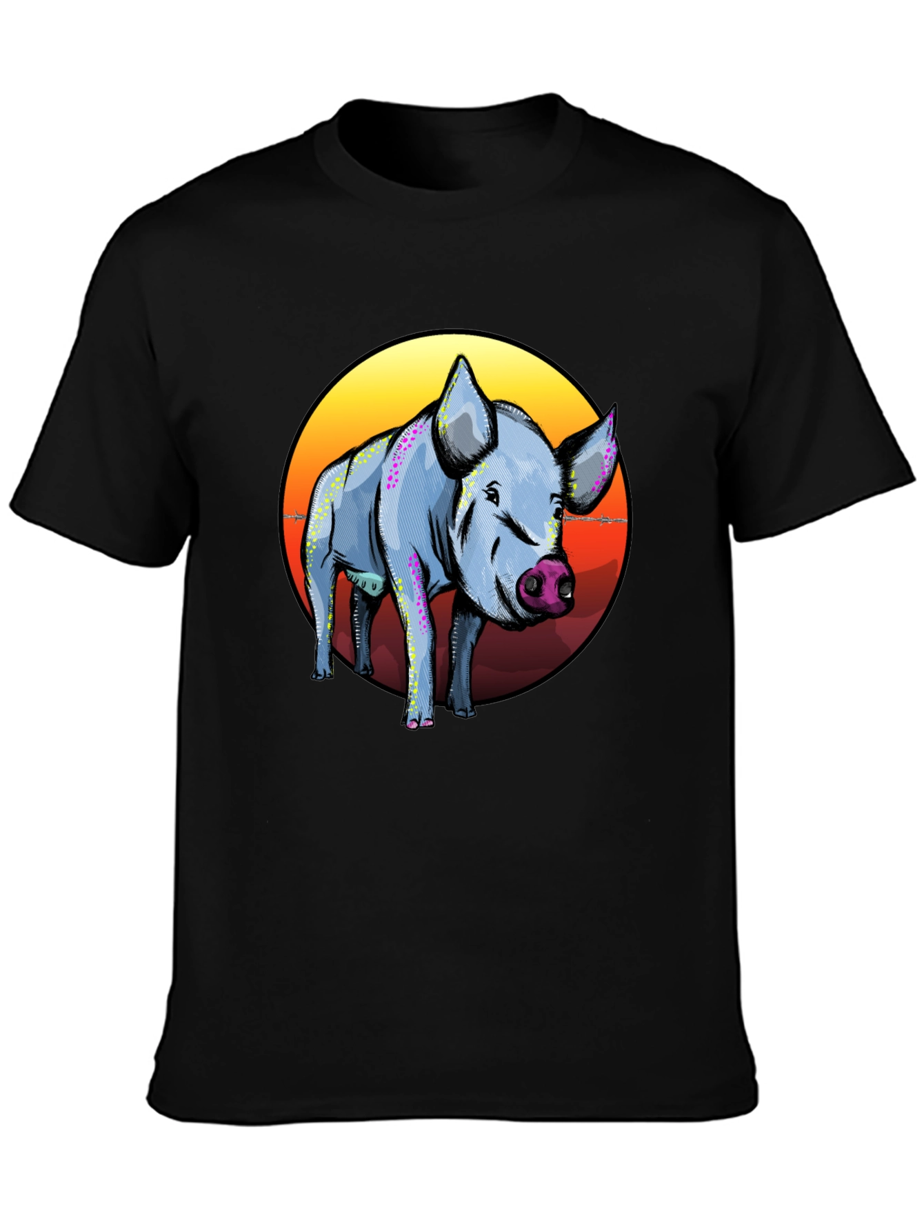 Pig Graphic Tee - Sunset Background