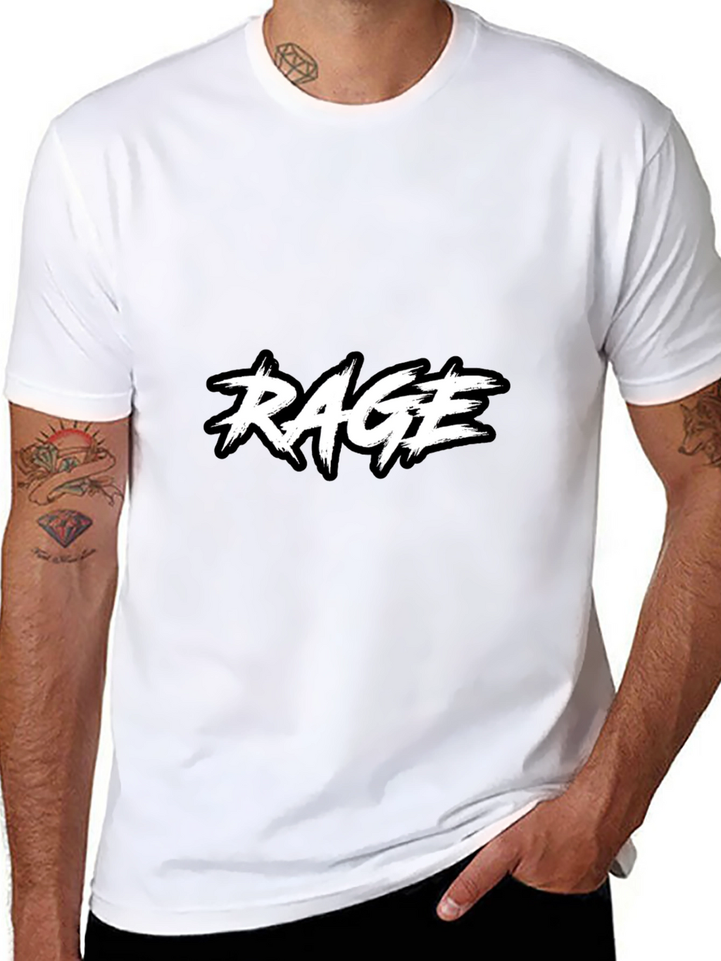 RAGE Black Graphic Tee - Modern Design T-Shirt