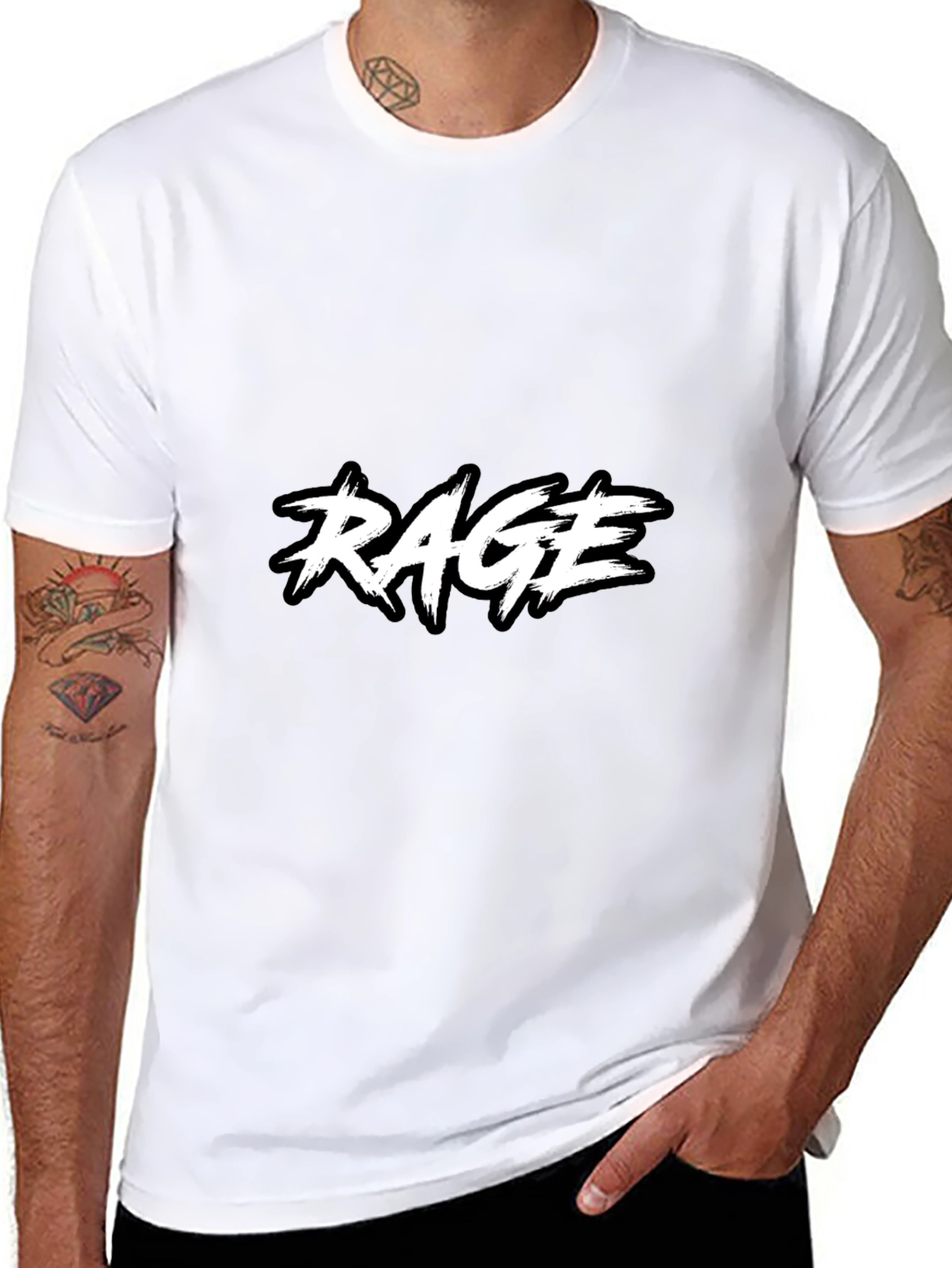 RAGE Black Graphic Tee - Modern Design T-Shirt