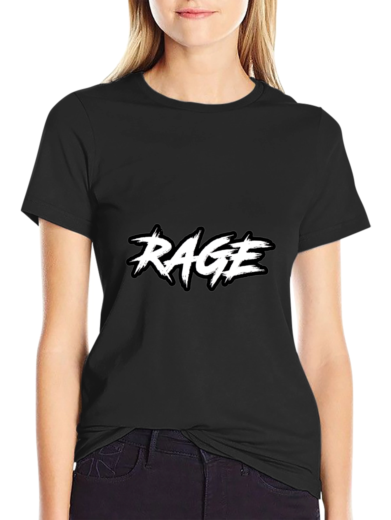 RAGE Black Graphic Tee - Modern Design T-Shirt