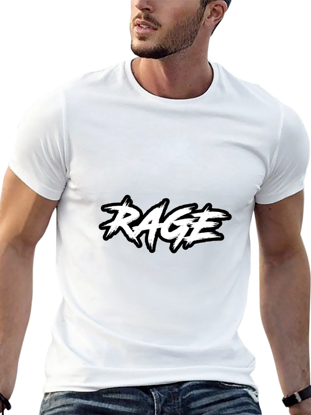 RAGE Black Graphic Tee - Modern Design T-Shirt