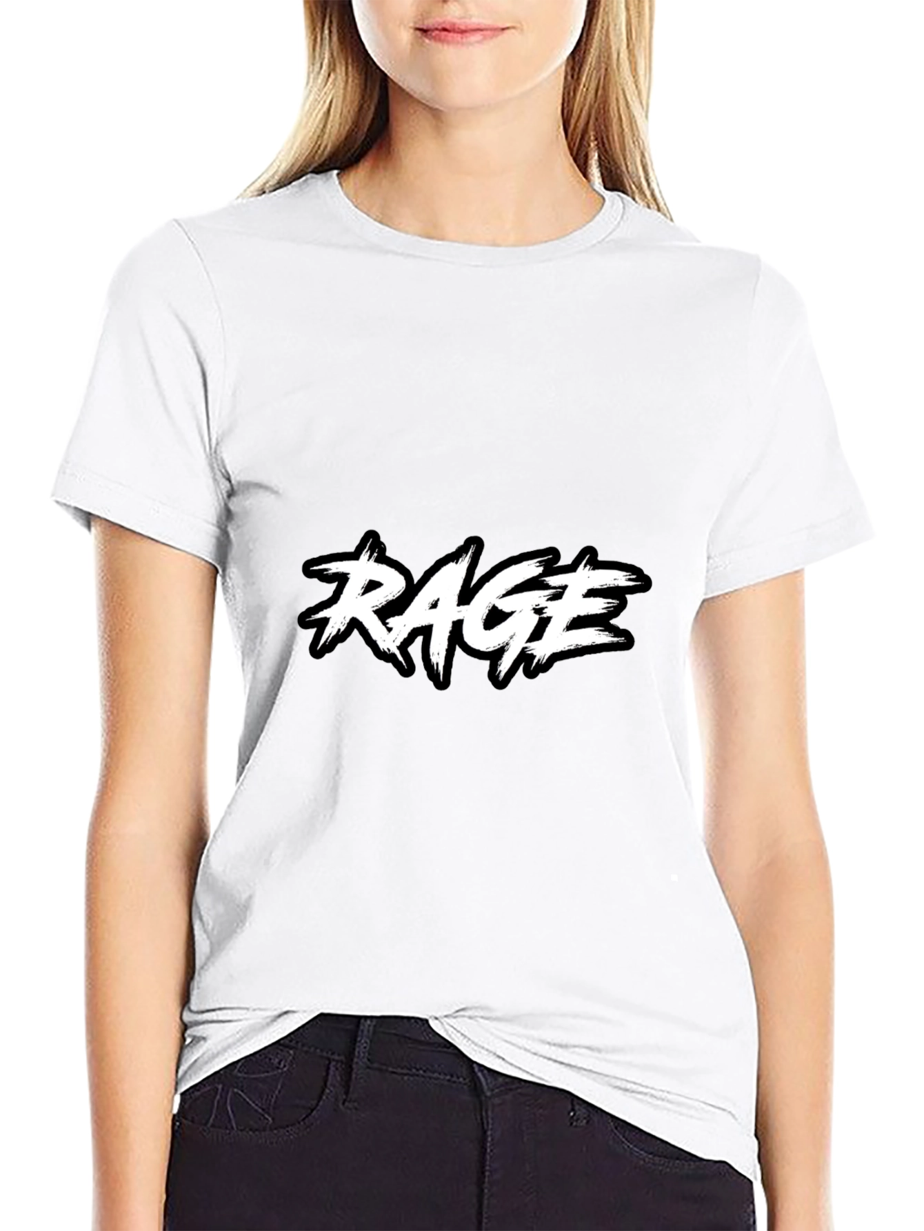 RAGE Black Graphic Tee - Modern Design T-Shirt