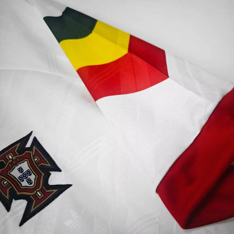 1992/94 Portugal Away White Retro Soccer Jersey Detail 4