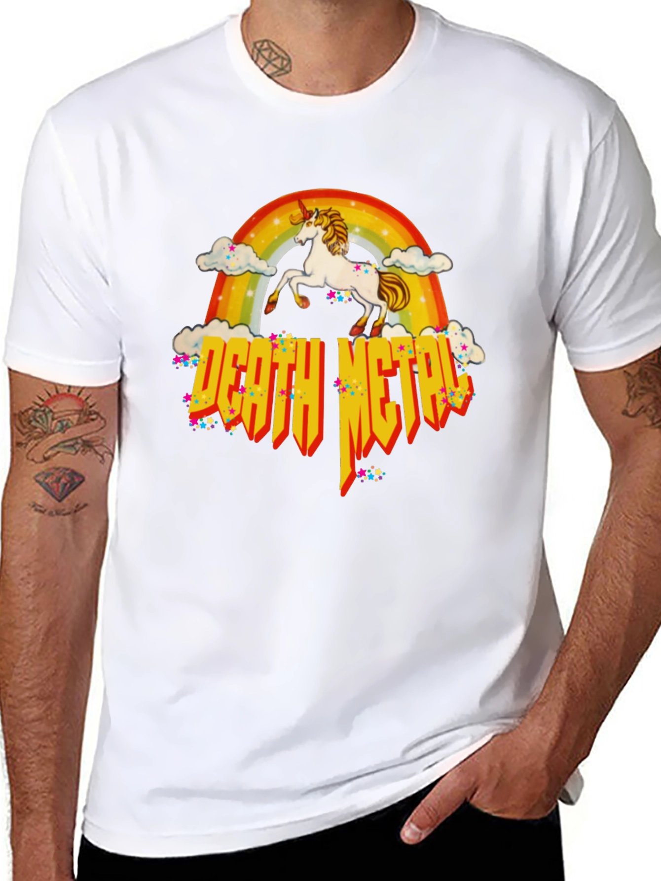 Unicorn Rainbow Death Metal Graphic T-Shirt