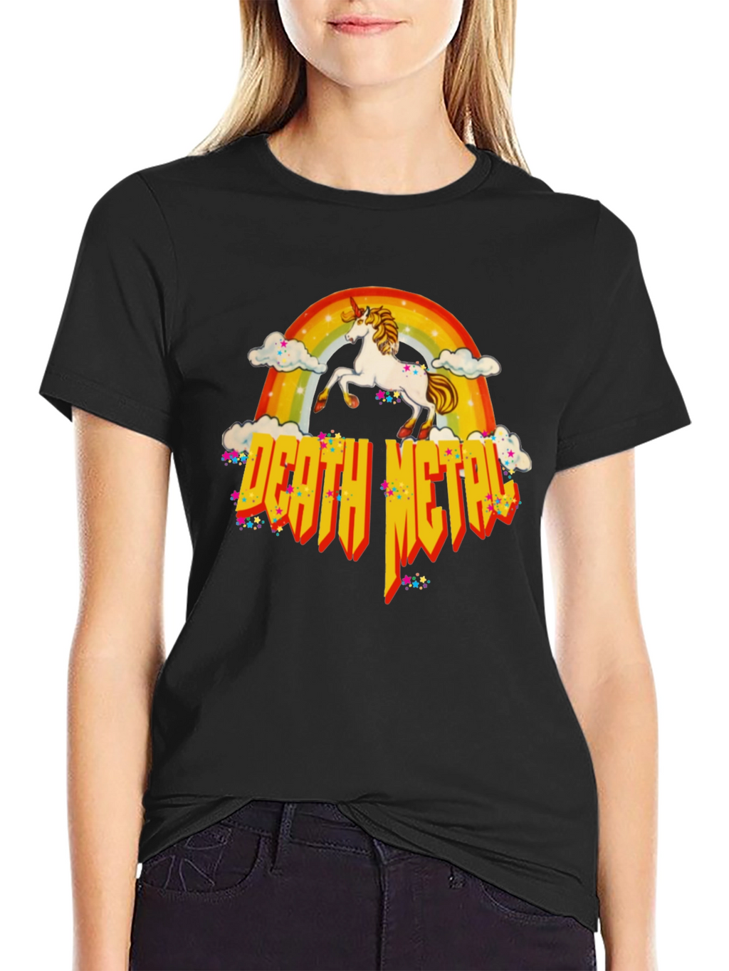 Unicorn Rainbow Death Metal Graphic T-Shirt
