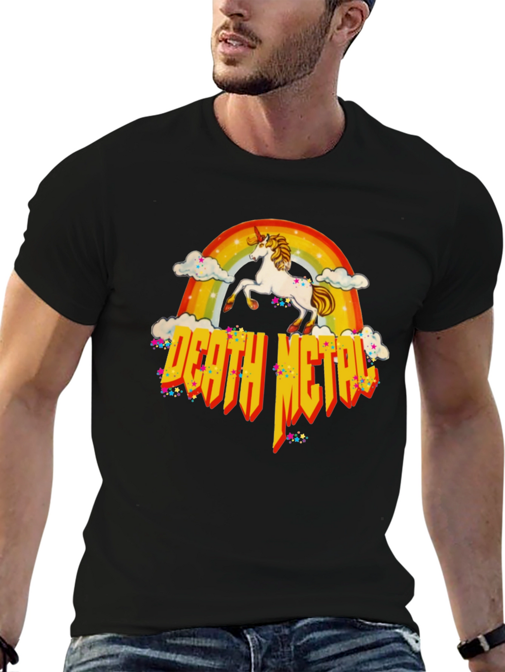 Unicorn Rainbow Death Metal Graphic T-Shirt