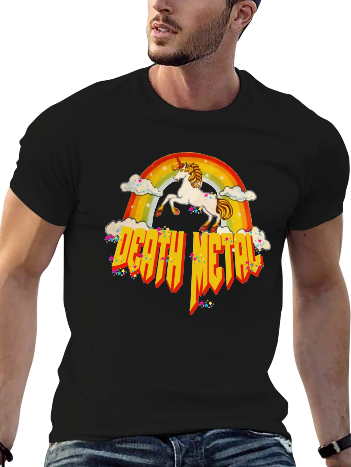 Unicorn Rainbow Death Metal Graphic T-Shirt