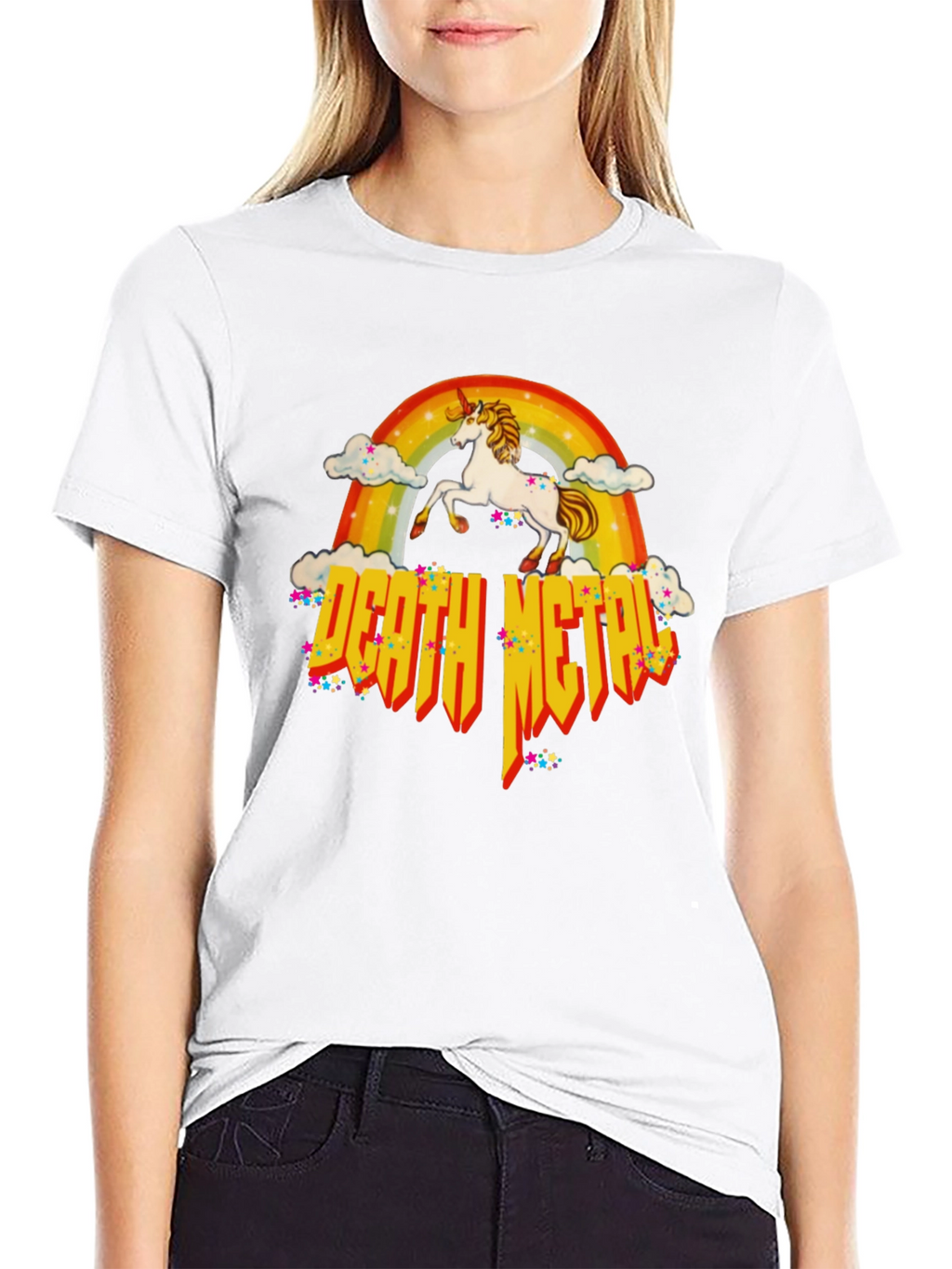 Unicorn Rainbow Death Metal Graphic T-Shirt