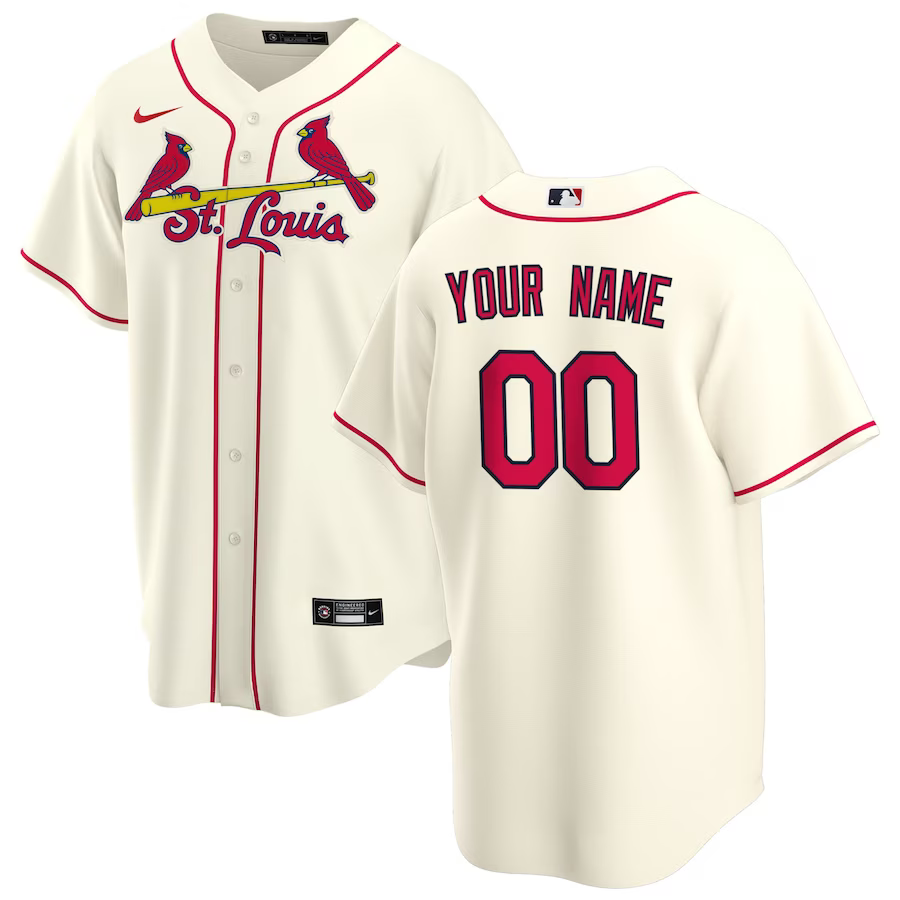 Men's St. Louis Cardinals Cream Alternate Replica Custom Jerseys