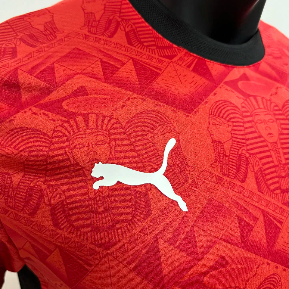 2025 Egypt Home Red Player Version Soccer Jersey Detail 3