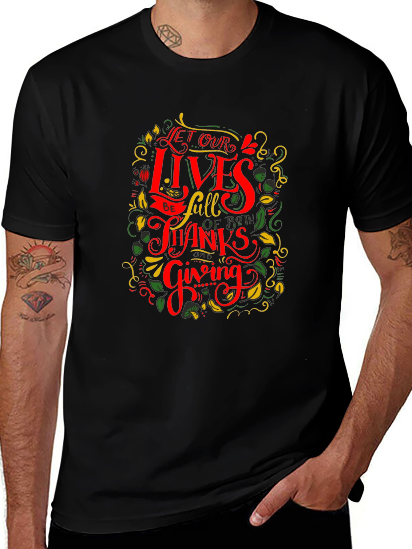Thanksgiving Graphic Tee - Let Our Lives Be Full