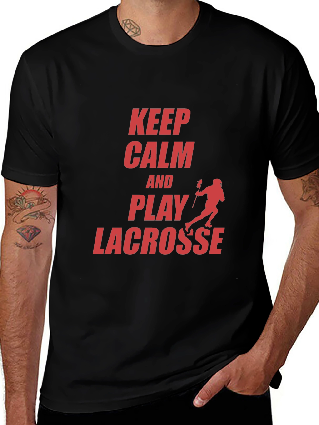 Keep Calm and Play Lacrosse Graphic T-Shirt