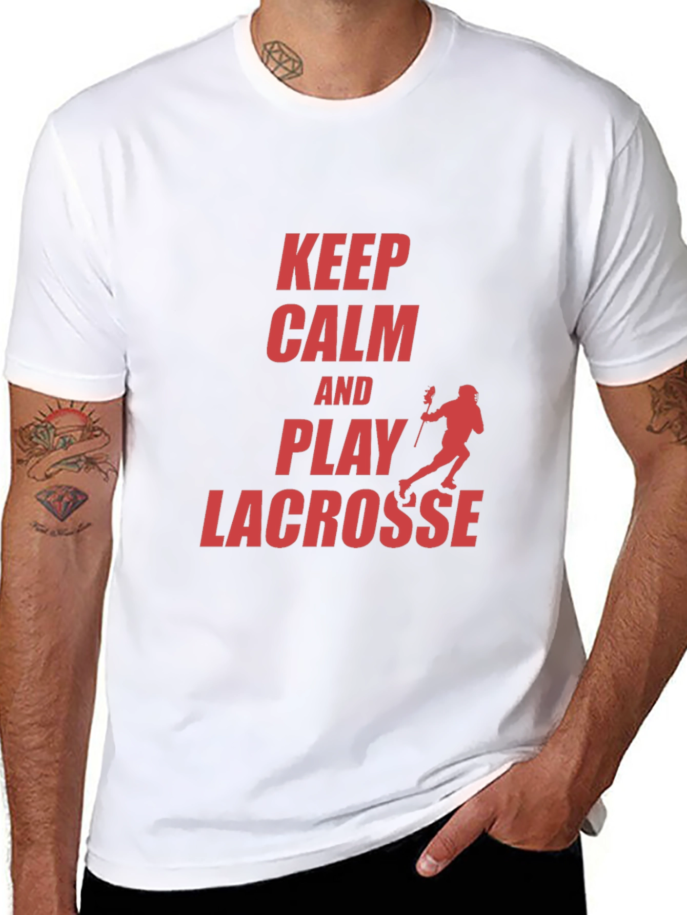 Keep Calm and Play Lacrosse Graphic T-Shirt