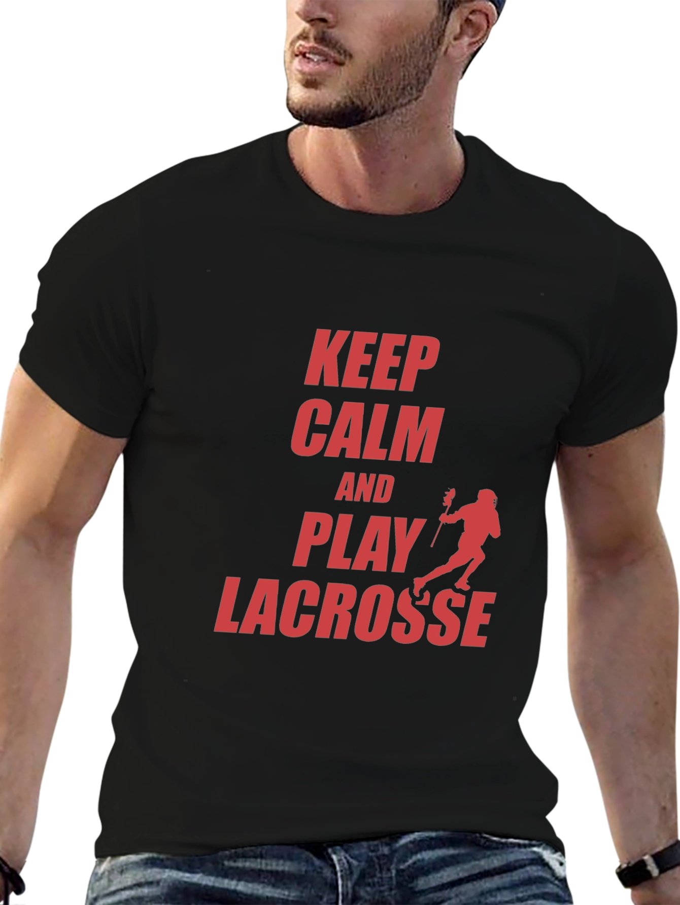 Keep Calm and Play Lacrosse Graphic T-Shirt