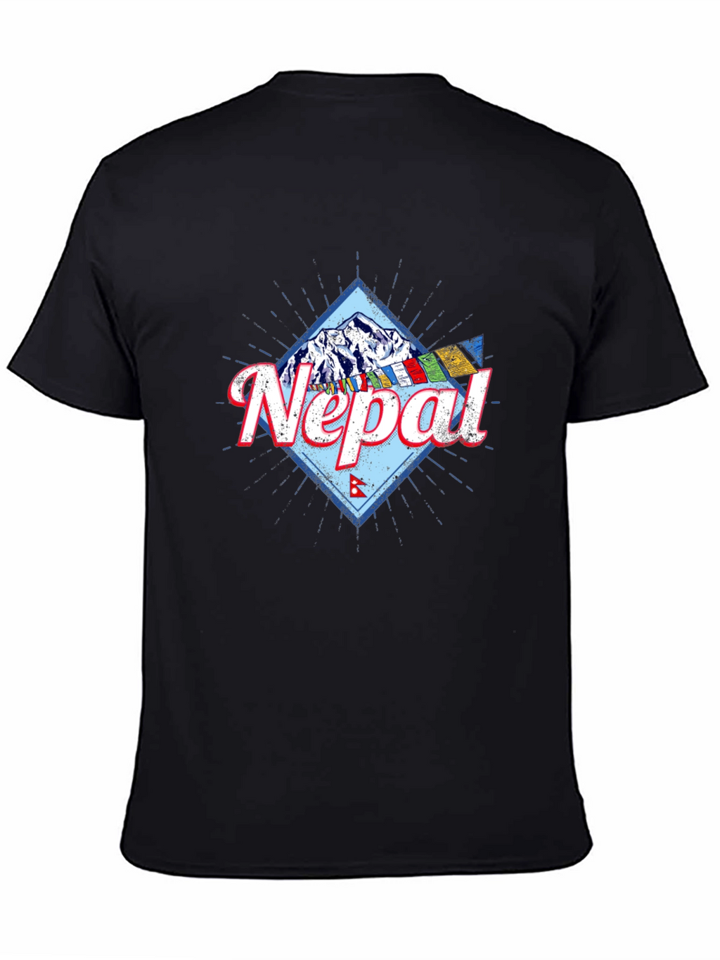 Nepal Mountain Graphic T-Shirt - Black