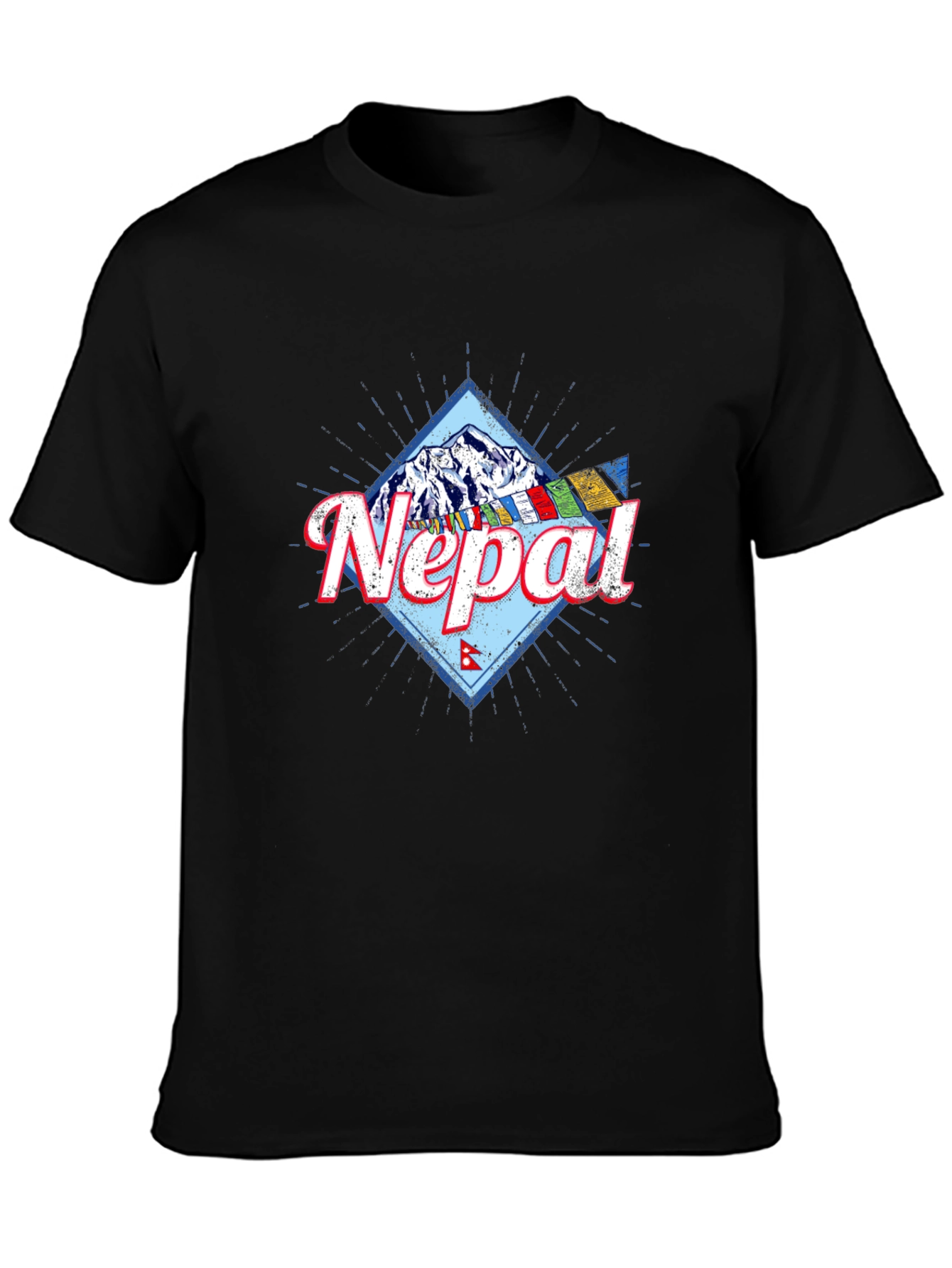 Nepal Mountain Graphic T-Shirt - Black