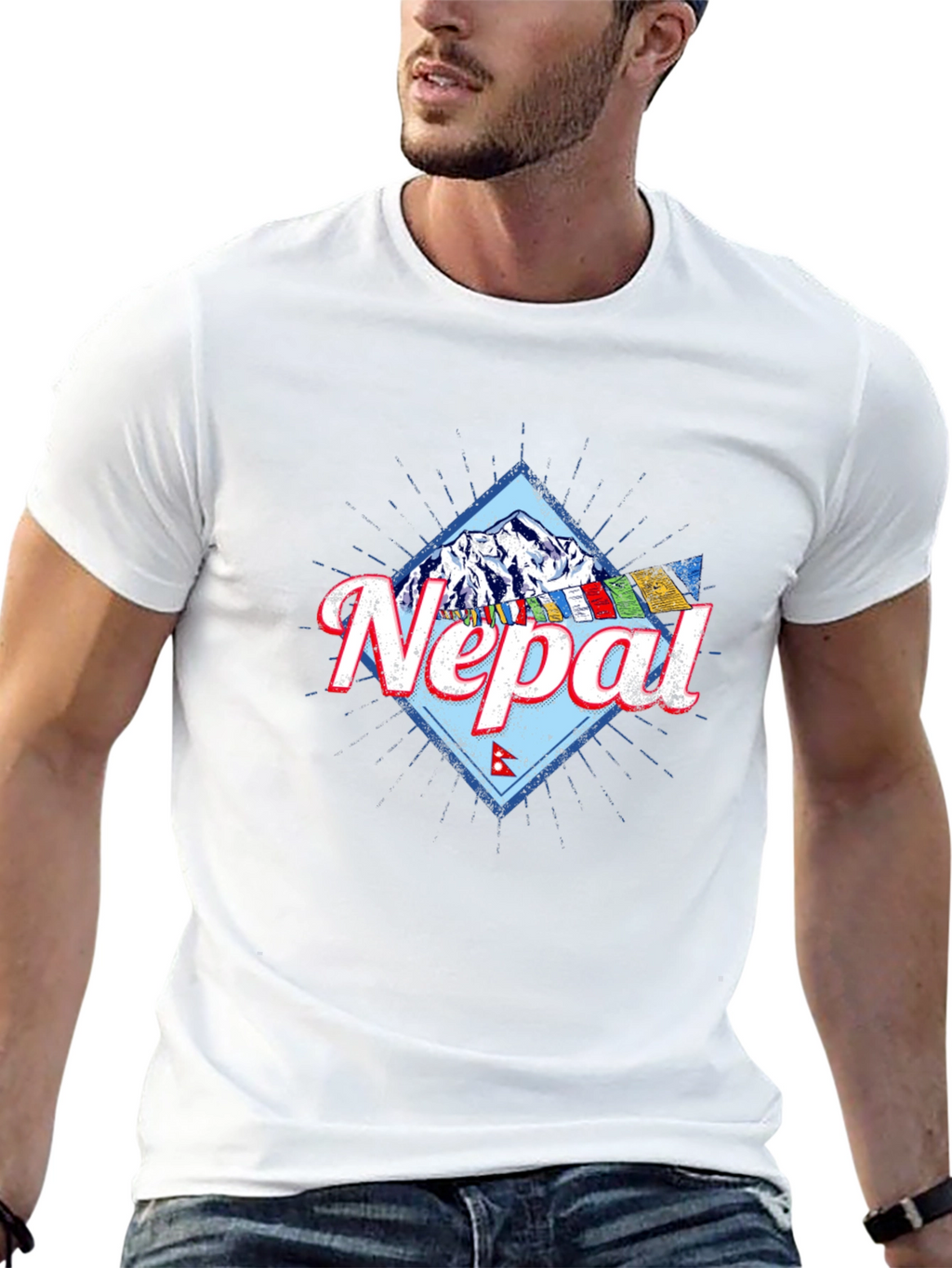 Nepal Mountain Graphic T-Shirt - Black
