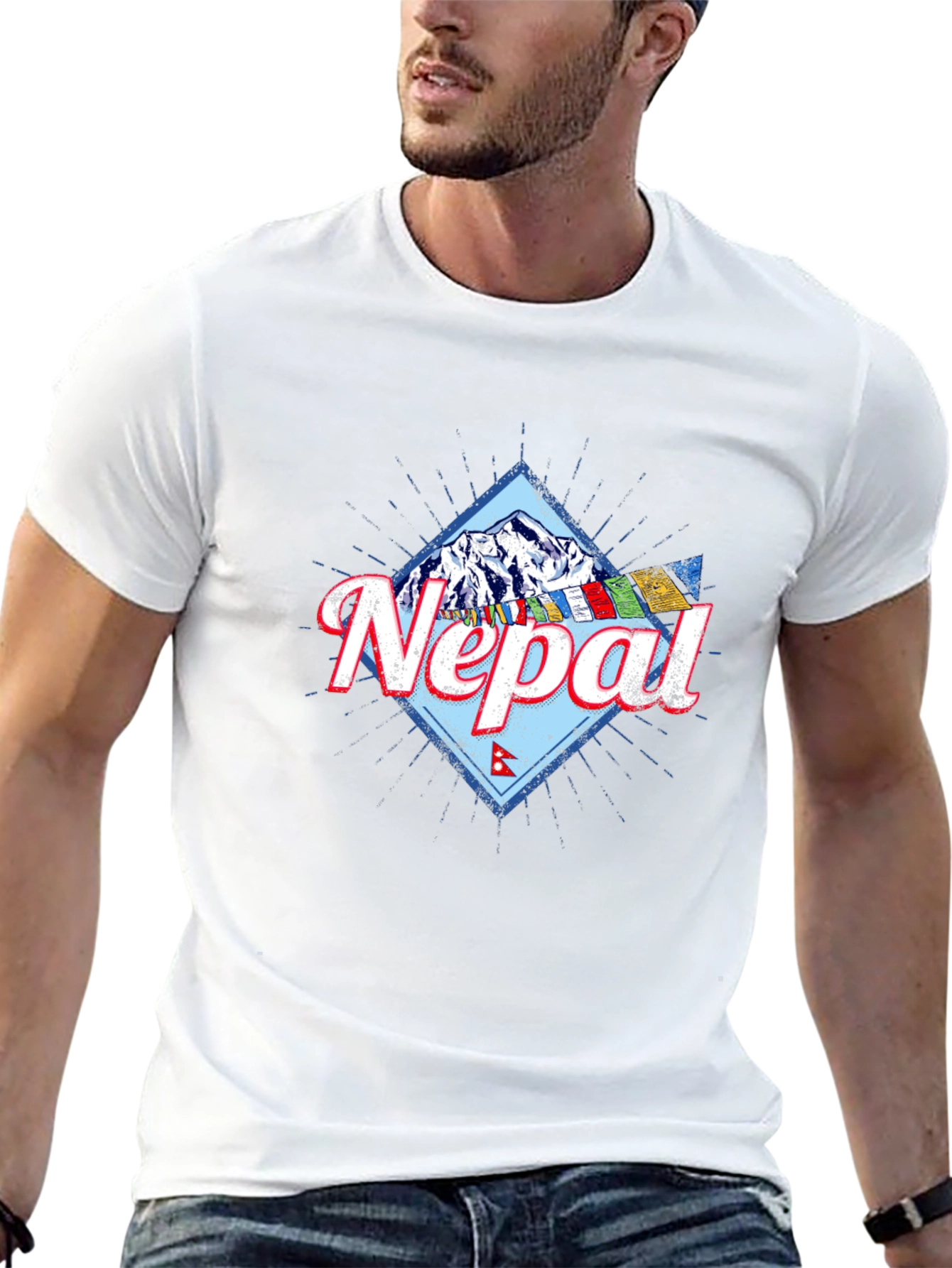 Nepal Mountain Graphic T-Shirt - Black