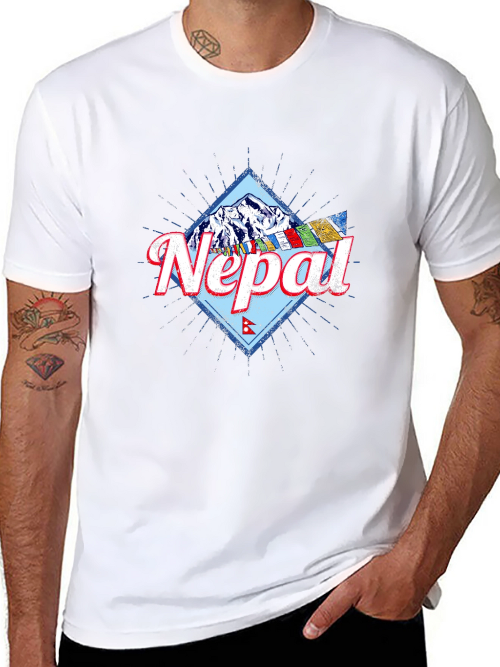 Nepal Mountain Graphic T-Shirt - Black