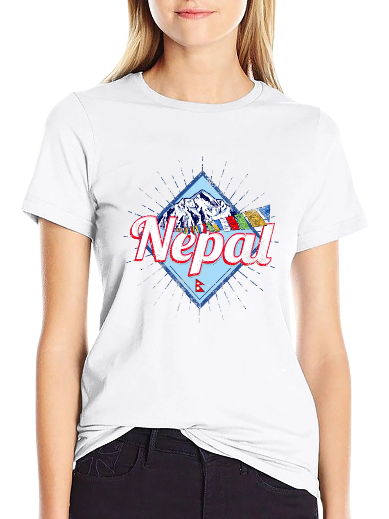 Nepal Mountain Graphic T-Shirt - Black
