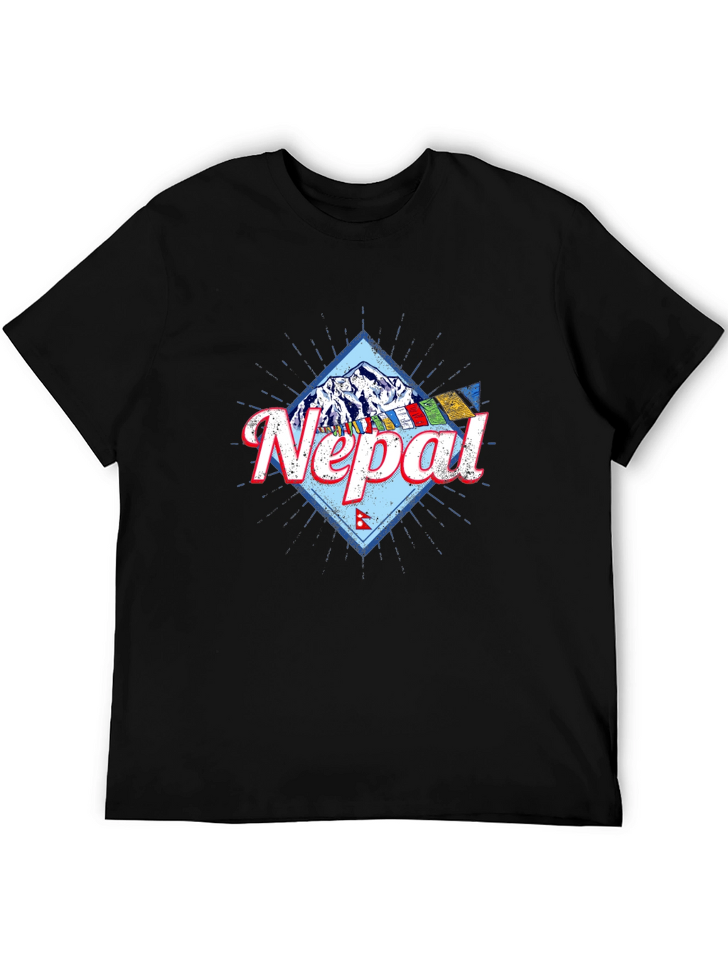 Nepal Mountain Graphic T-Shirt - Black