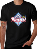 Nepal Mountain Graphic T-Shirt - Black