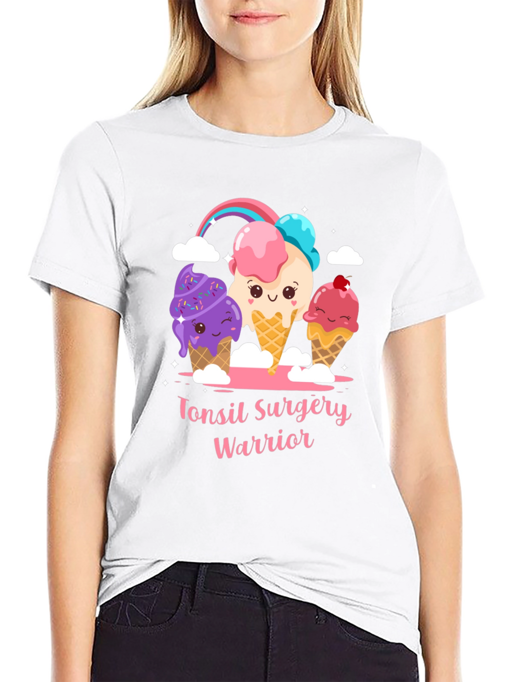 Tonsil Surgery Warrior Cartoon Ice Cream T-Shirt