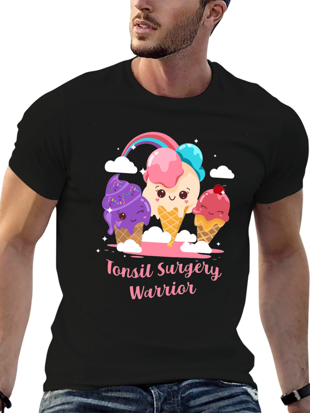 Tonsil Surgery Warrior Cartoon Ice Cream T-Shirt