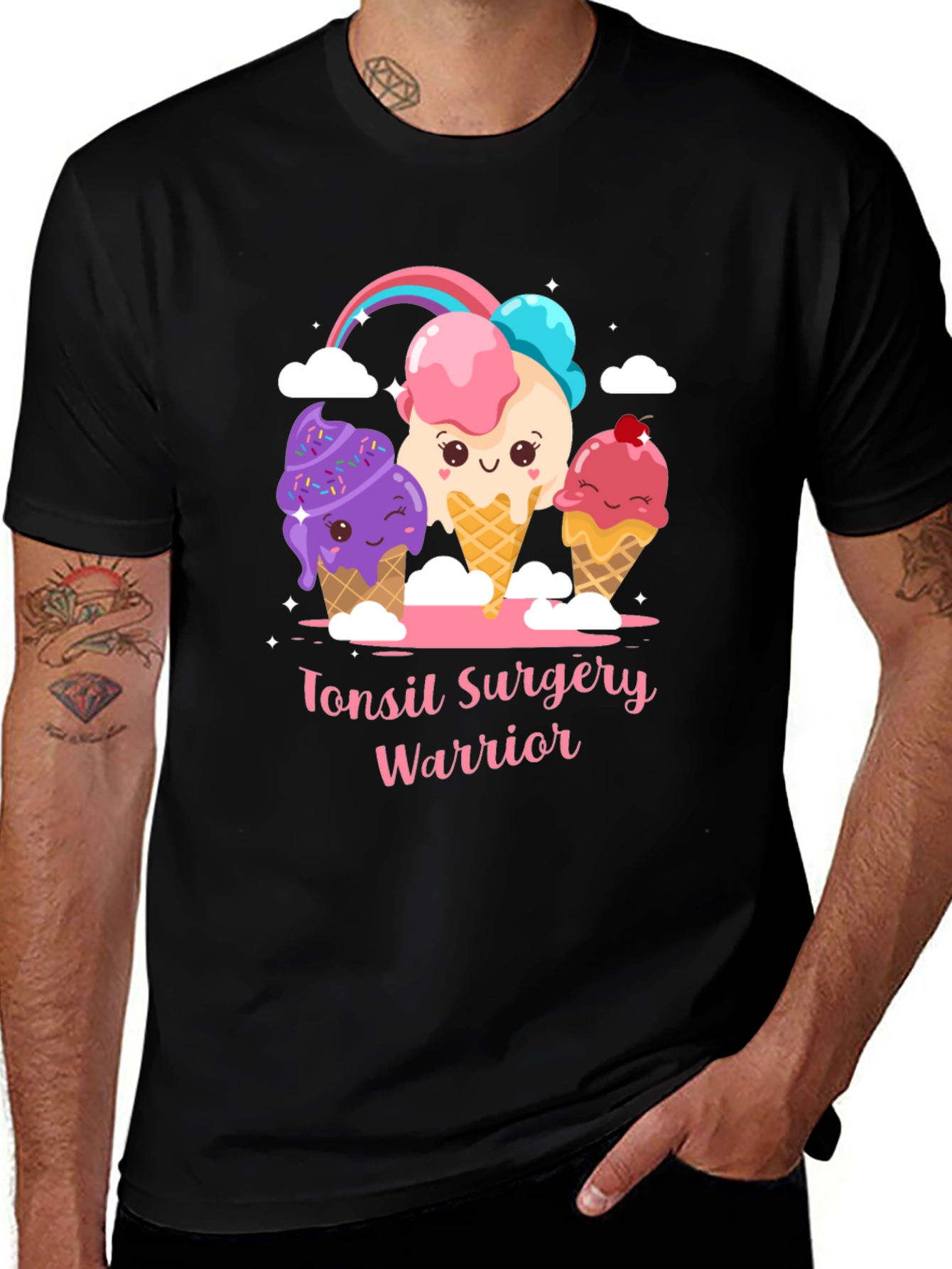 Tonsil Surgery Warrior Cartoon Ice Cream T-Shirt