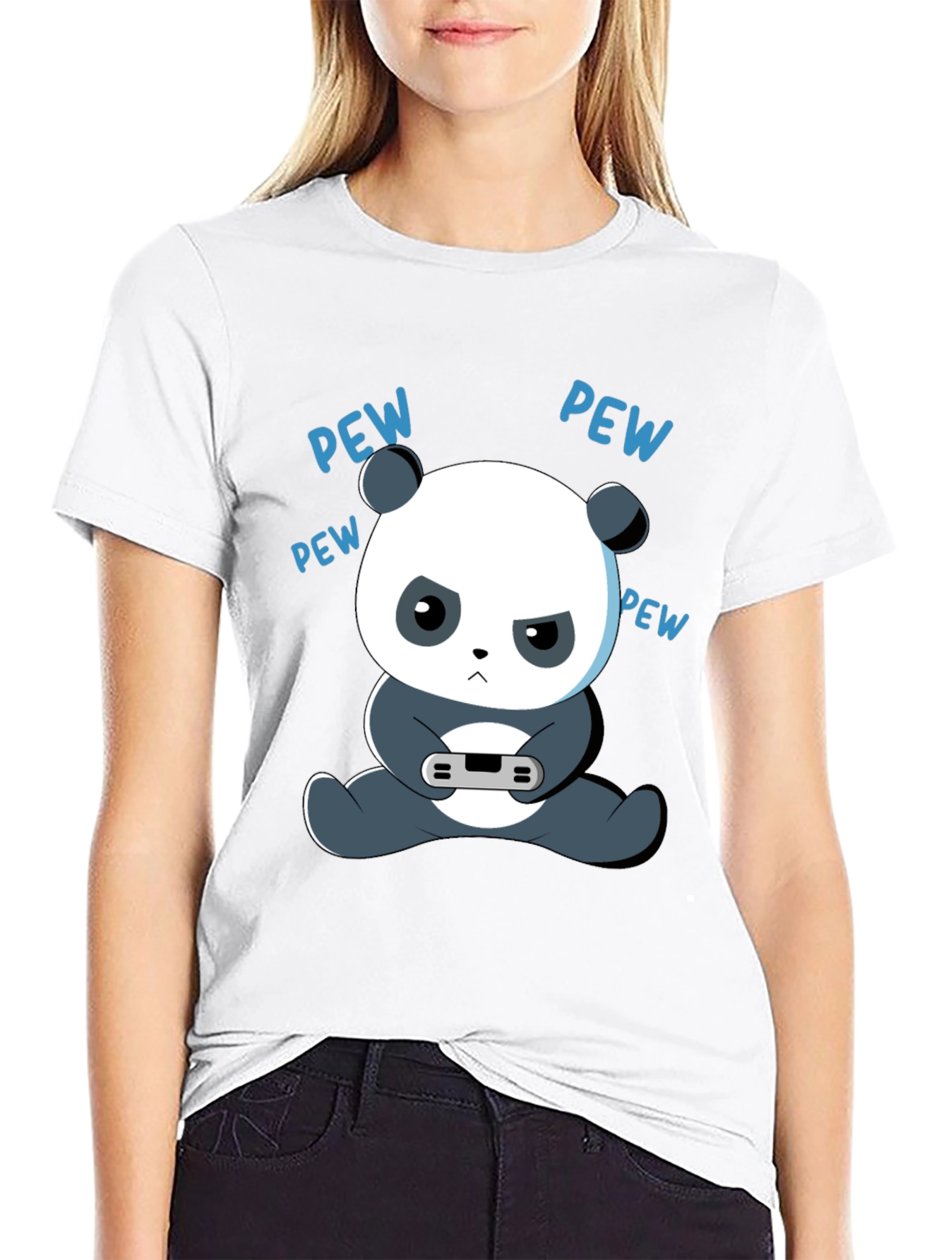 Gamer Panda Graphic Tee - Funny Cartoon Panda T-Shirt