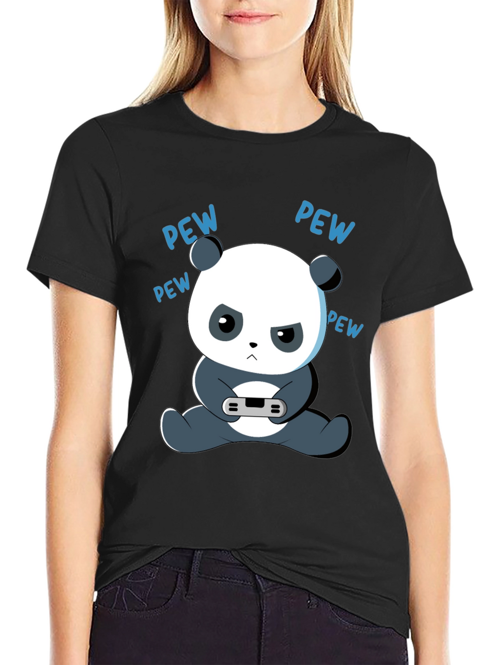 Gamer Panda Graphic Tee - Funny Cartoon Panda T-Shirt