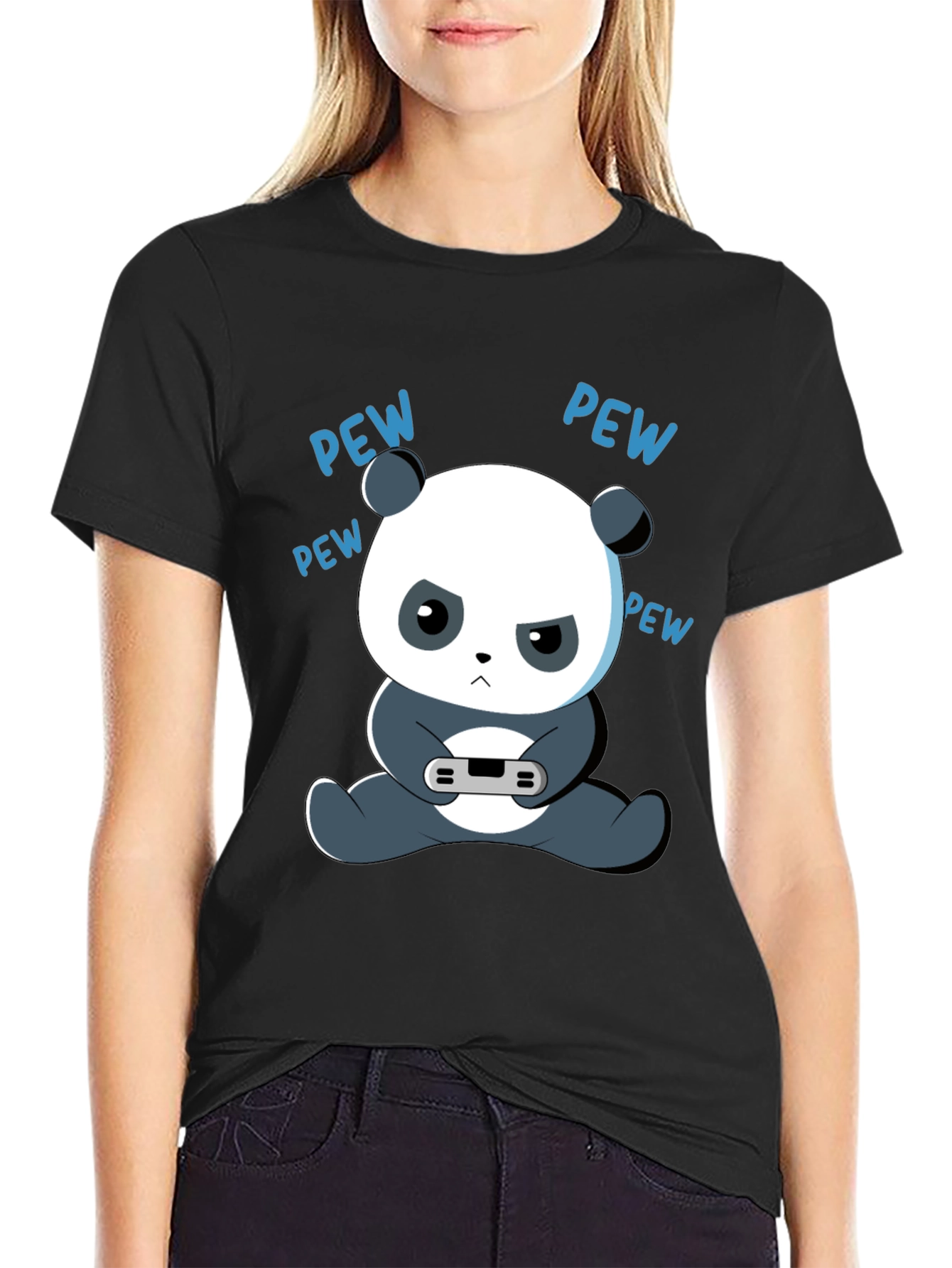 Gamer Panda Graphic Tee - Funny Cartoon Panda T-Shirt