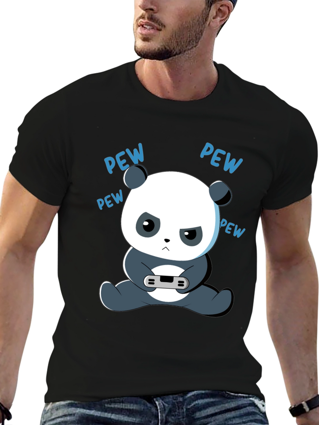 Gamer Panda Graphic Tee - Funny Cartoon Panda T-Shirt
