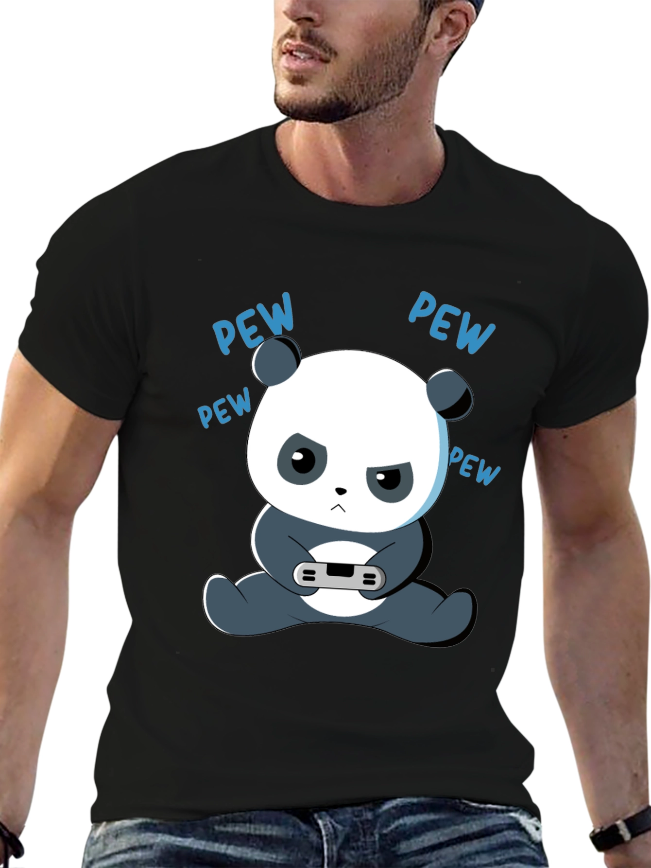 Gamer Panda Graphic Tee - Funny Cartoon Panda T-Shirt