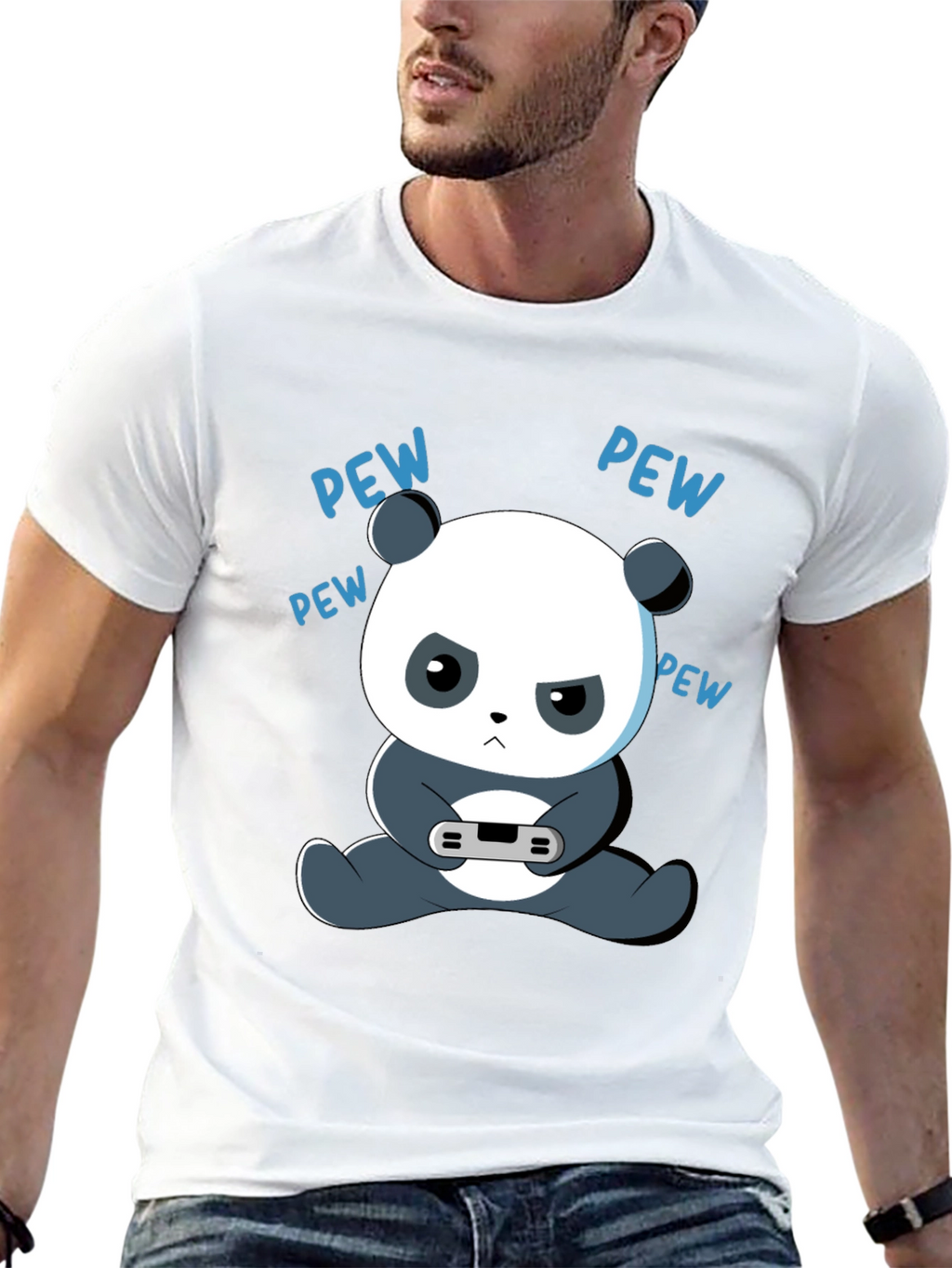 Gamer Panda Graphic Tee - Funny Cartoon Panda T-Shirt