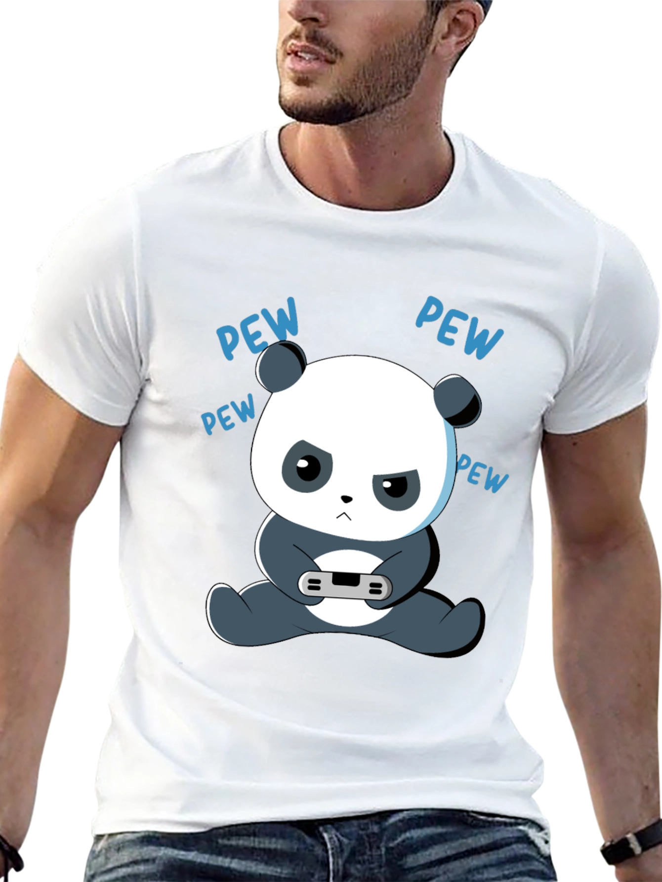 Gamer Panda Graphic Tee - Funny Cartoon Panda T-Shirt