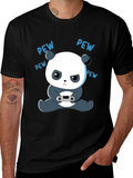 Gamer Panda Graphic Tee - Funny Cartoon Panda T-Shirt