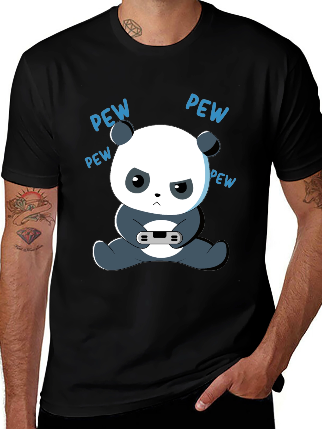 Gamer Panda Graphic Tee - Funny Cartoon Panda T-Shirt