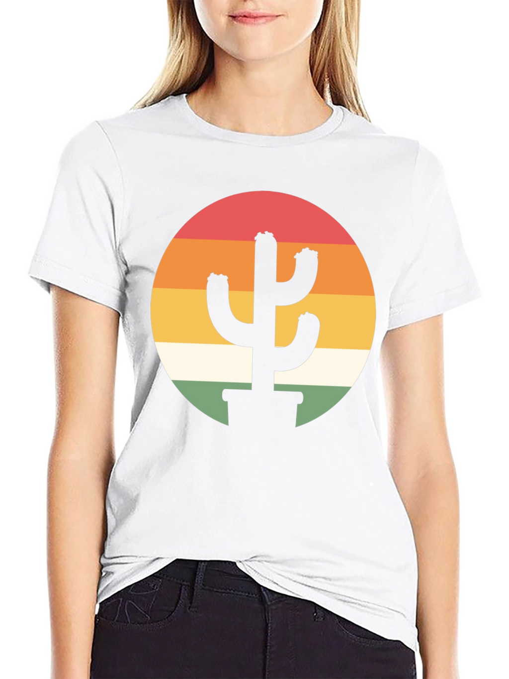 Retro Cactus Sunset Graphic Tee - Black