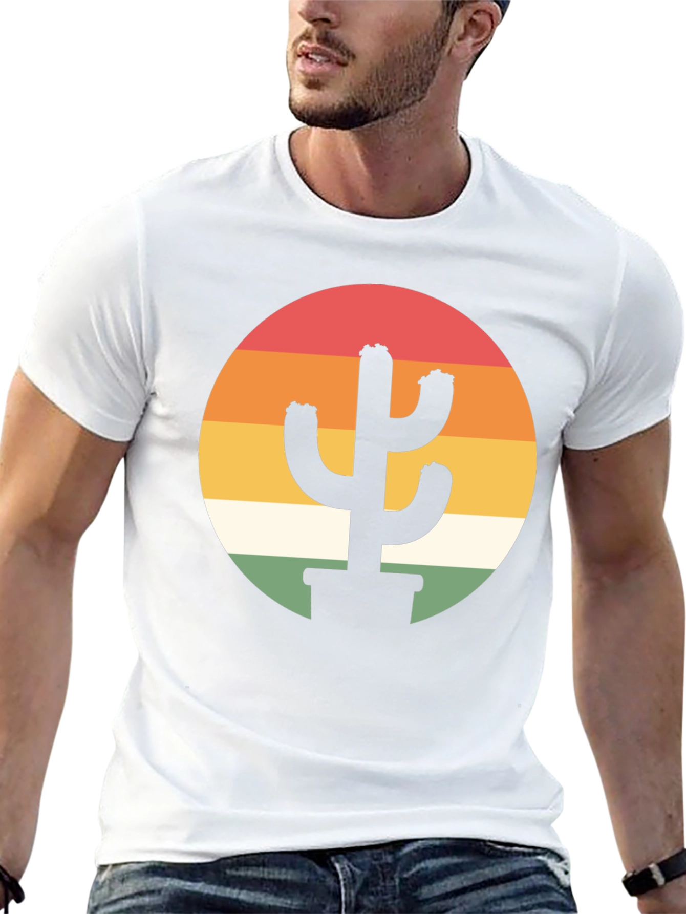 Retro Cactus Sunset Graphic Tee - Black