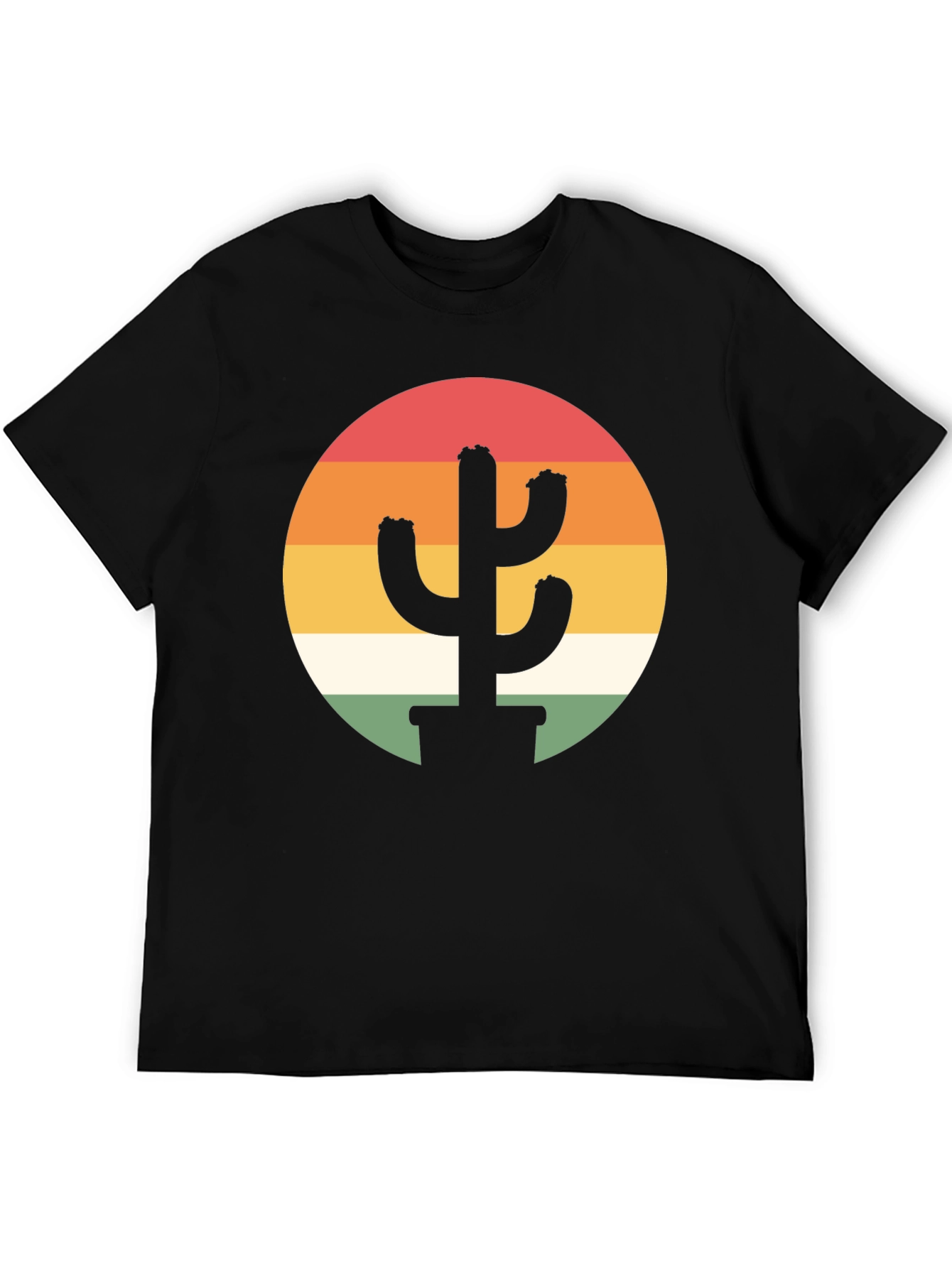 Retro Cactus Sunset Graphic Tee - Black