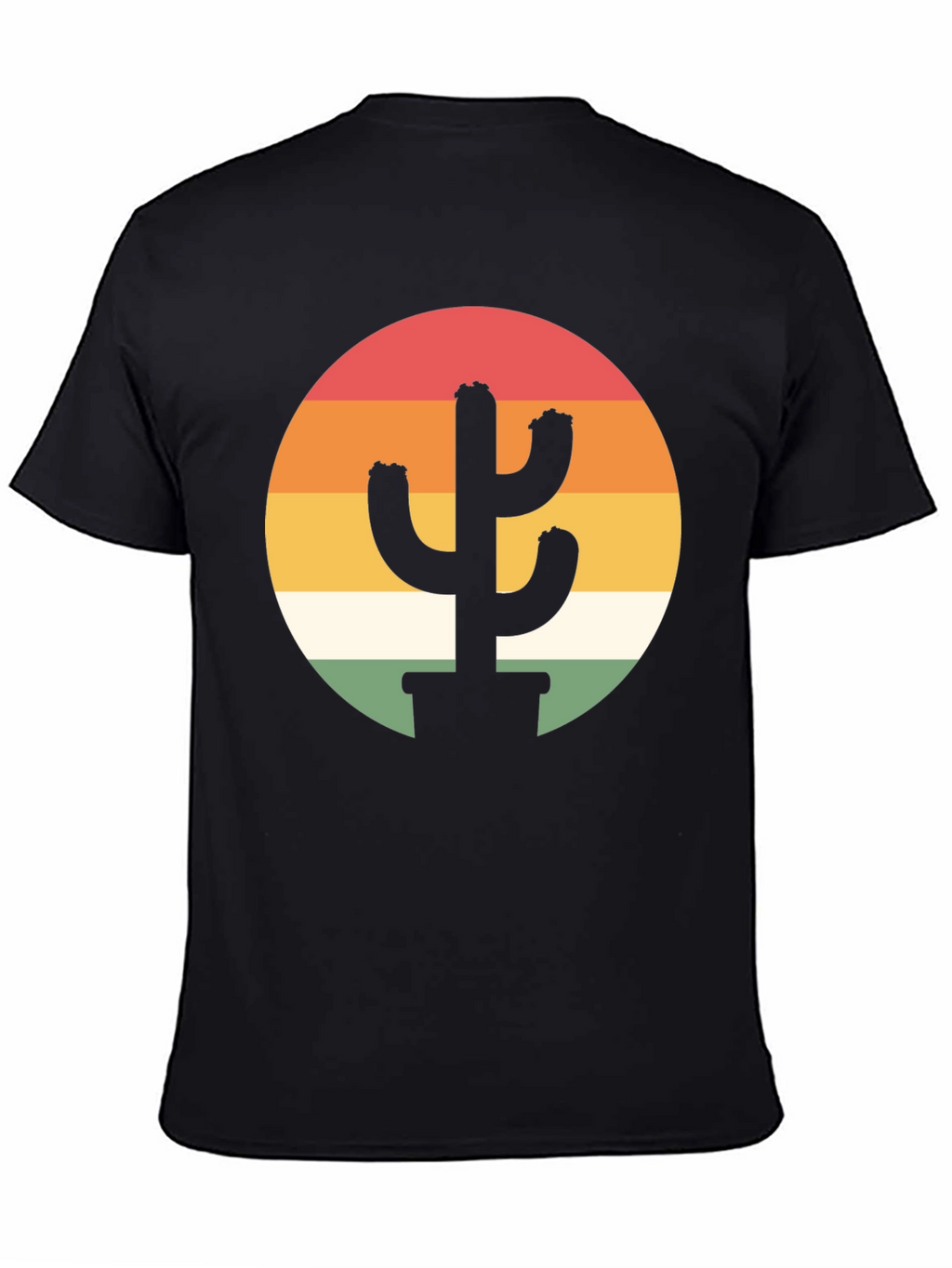 Retro Cactus Sunset Graphic Tee - Black