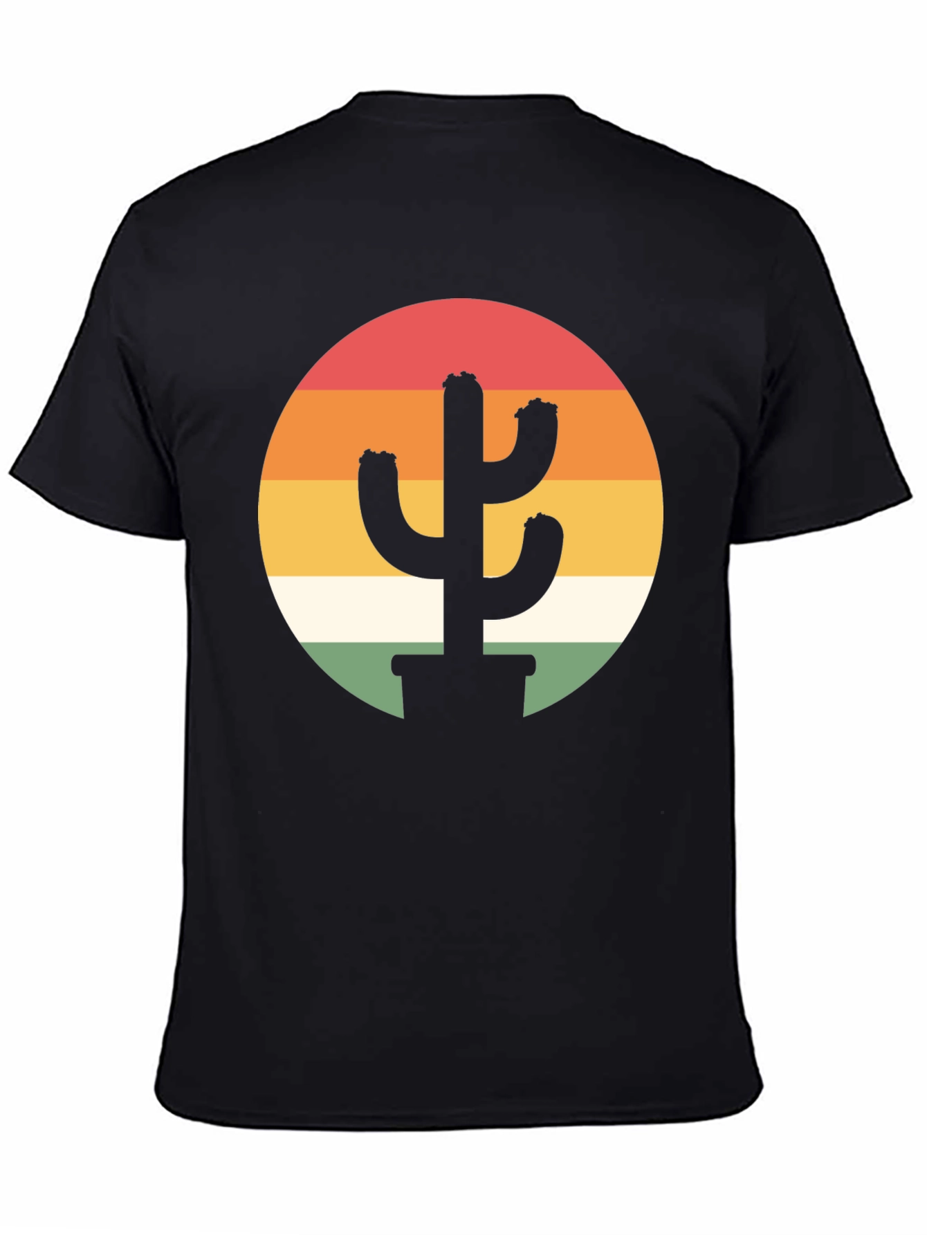 Retro Cactus Sunset Graphic Tee - Black