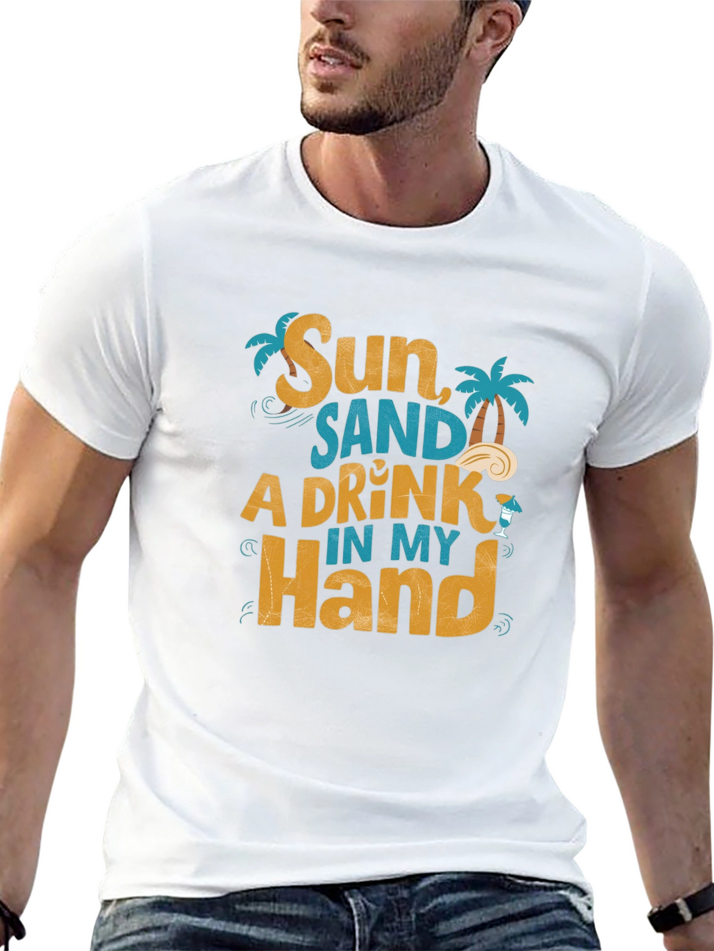 Sun Sand A Drink in My Hand Graphic T-Shirt
