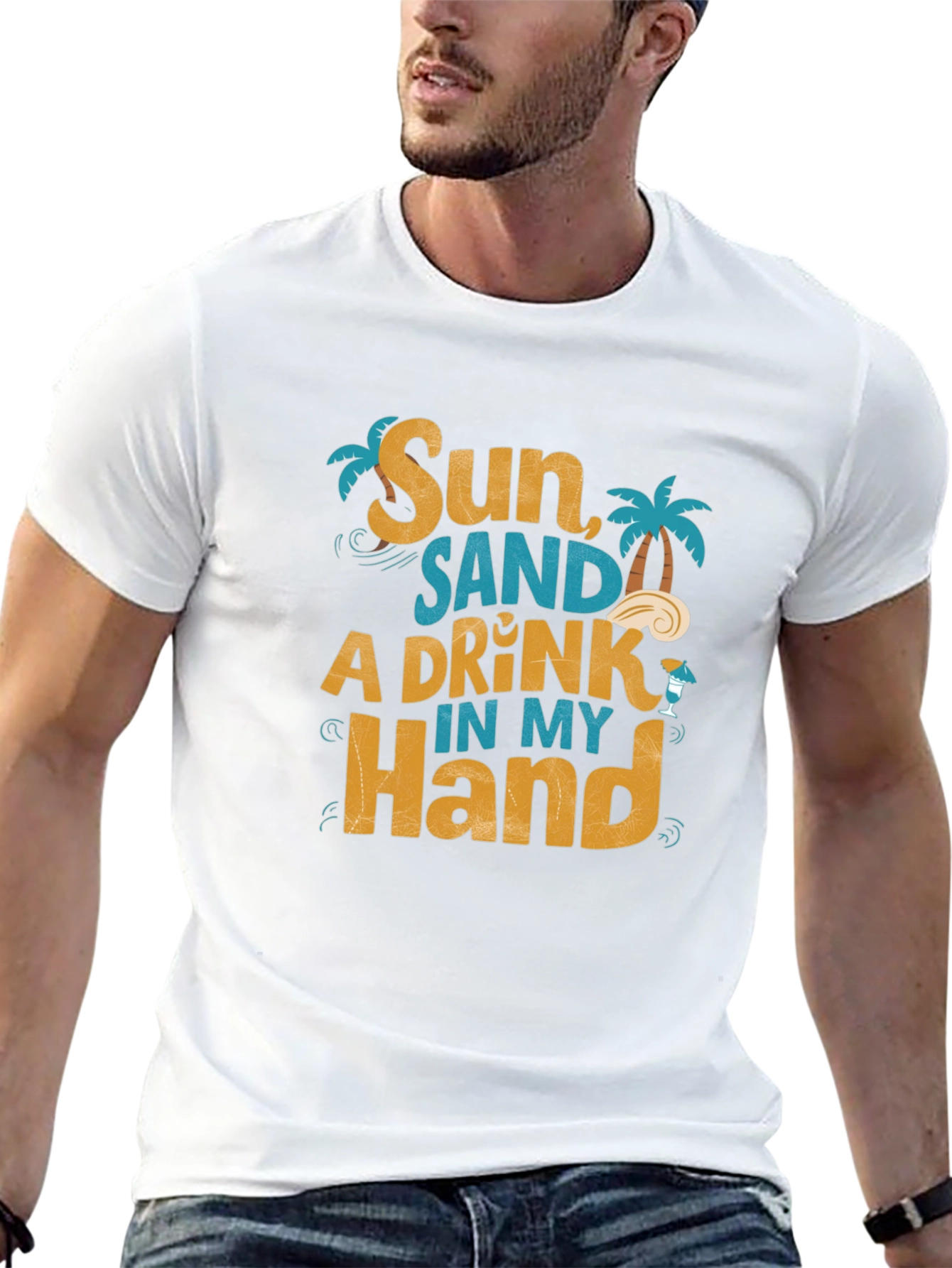 Sun Sand A Drink in My Hand Graphic T-Shirt