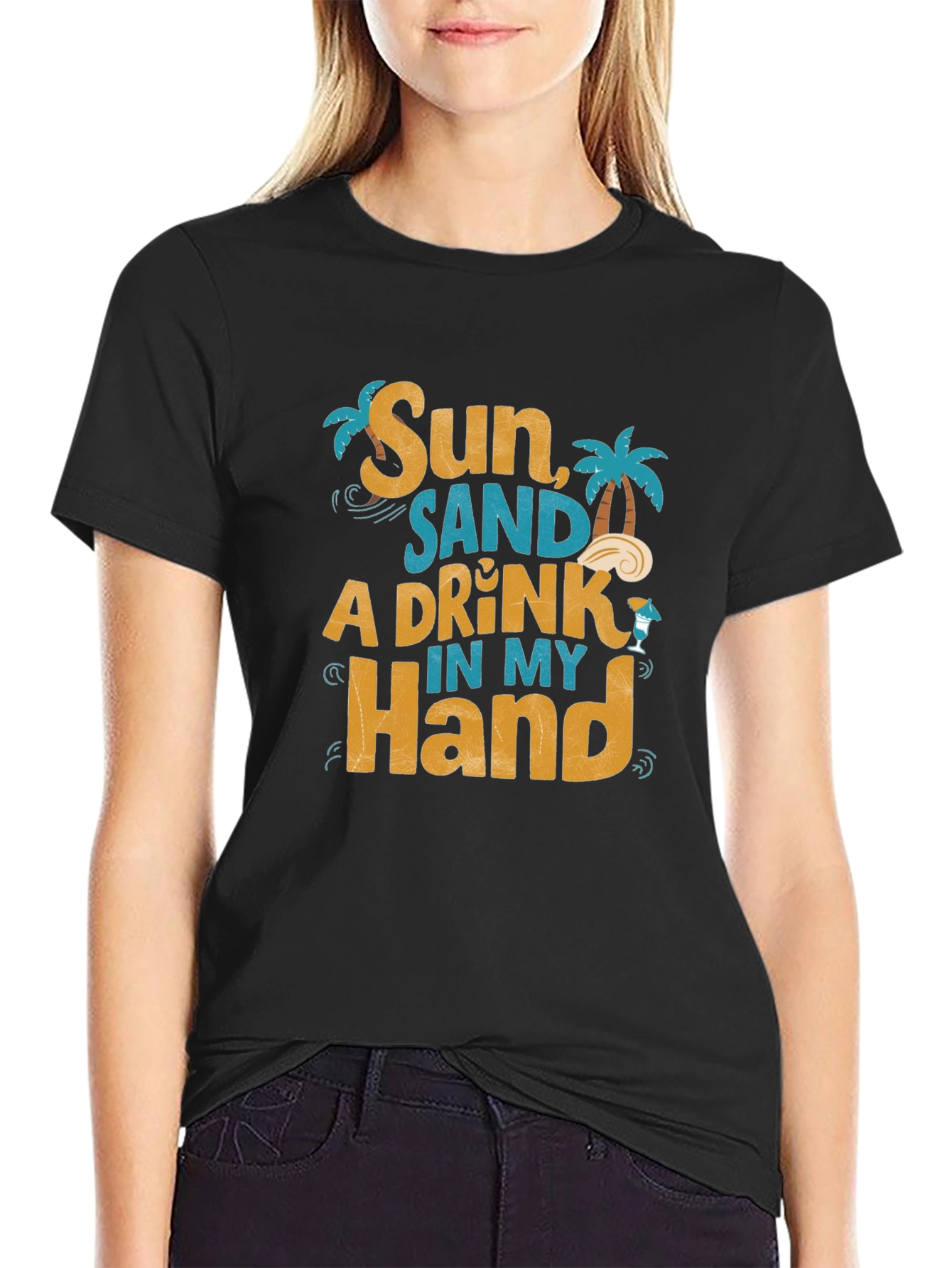 Sun Sand A Drink in My Hand Graphic T-Shirt