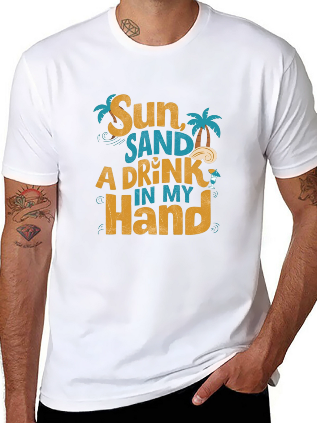 Sun Sand A Drink in My Hand Graphic T-Shirt